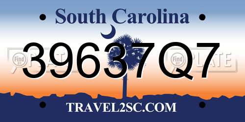 39637Q7 South Carolina License Plate