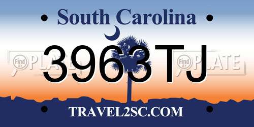 3963TJ South Carolina License Plate