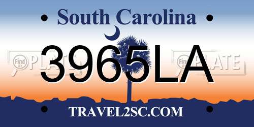 3965LA South Carolina License Plate