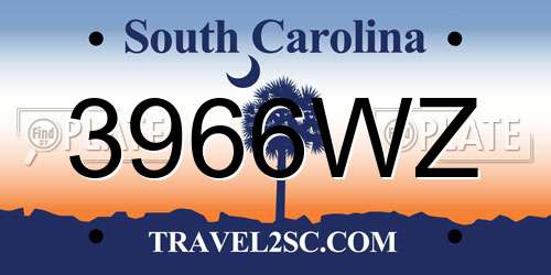 3966WZ South Carolina License Plate