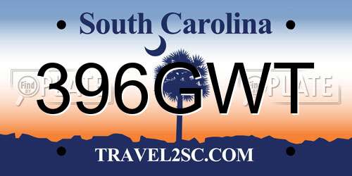 396GWT South Carolina License Plate