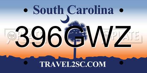 396GWZ South Carolina License Plate
