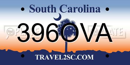 396OVA South Carolina License Plate