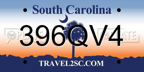 396QV4 South Carolina License Plate