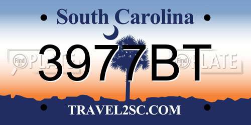 3977BT South Carolina License Plate