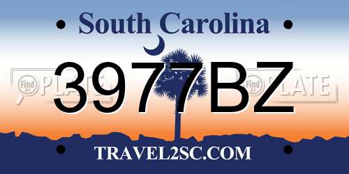 3977BZ South Carolina License Plate