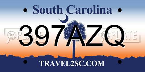 397AZQ South Carolina License Plate