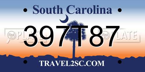 397T87 South Carolina License Plate