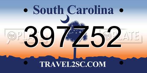 397Z52 South Carolina License Plate