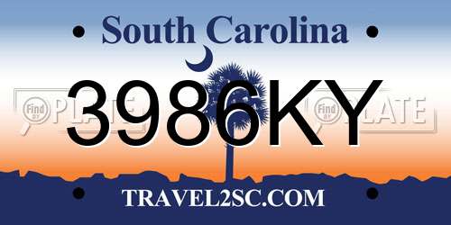 3986KY South Carolina License Plate