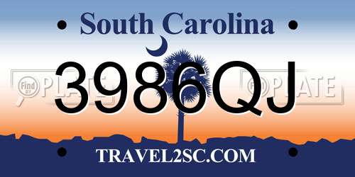 3986QJ South Carolina License Plate