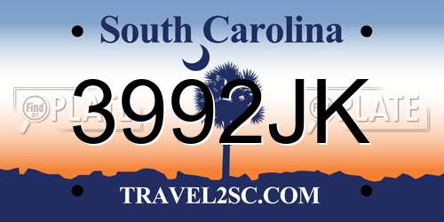 3992JK South Carolina License Plate
