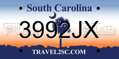 3992JX South Carolina License Plate