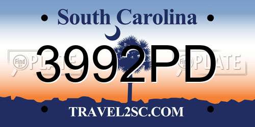 3992PD South Carolina License Plate