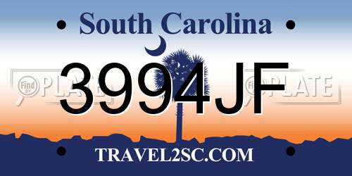 3994JF South Carolina License Plate