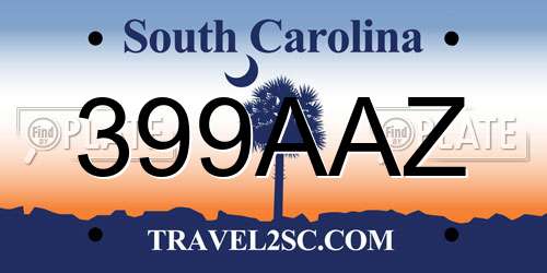 399AAZ South Carolina License Plate