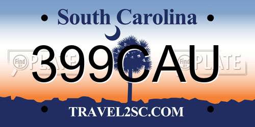 399CAU South Carolina License Plate