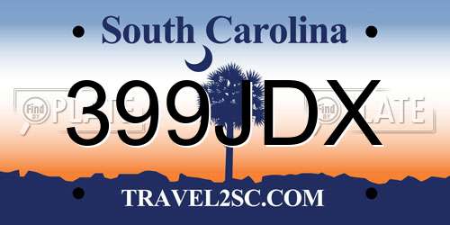 399JDX South Carolina License Plate