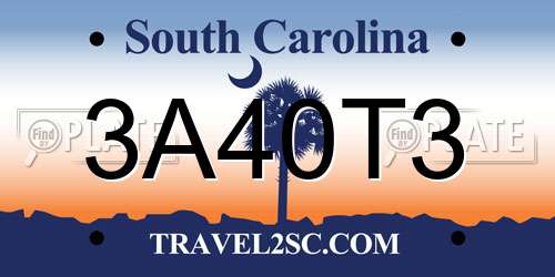 3A40T3 South Carolina License Plate