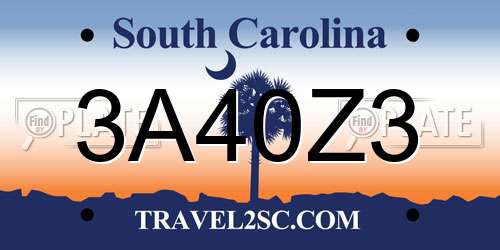 3A40Z3 South Carolina License Plate
