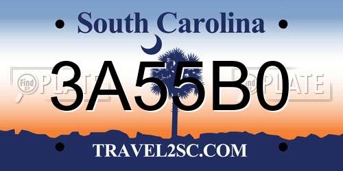 3A55B0 South Carolina License Plate