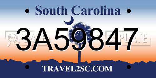 3A59847 South Carolina License Plate