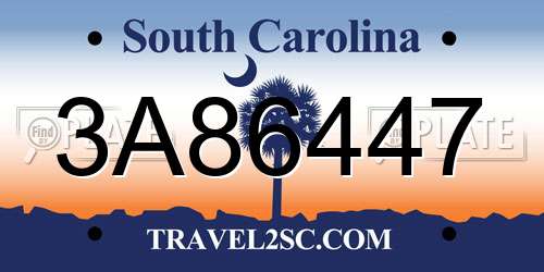 3A86447 South Carolina License Plate