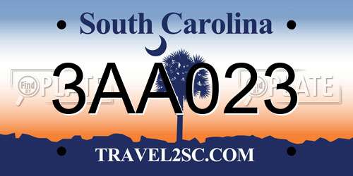 3AA023 South Carolina License Plate