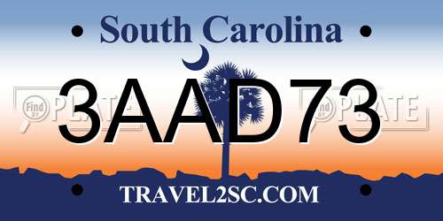 3AAD73 South Carolina License Plate