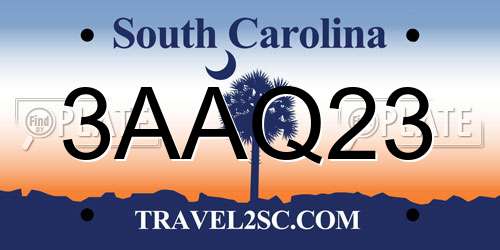 3AAQ23 South Carolina License Plate