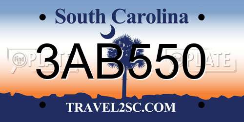3AB550 South Carolina License Plate