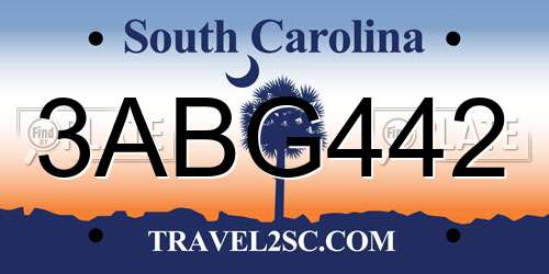 3ABG442 South Carolina License Plate