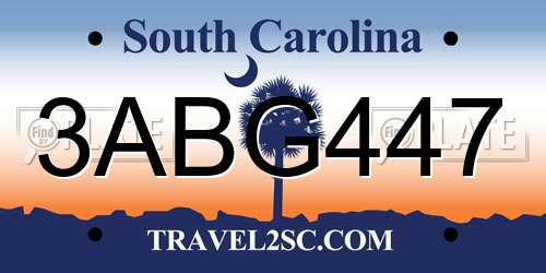 3ABG447 South Carolina License Plate