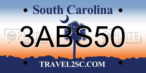 3ABS50 South Carolina License Plate