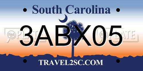 3ABX05 South Carolina License Plate