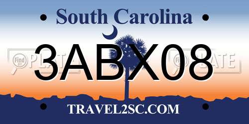 3ABX08 South Carolina License Plate