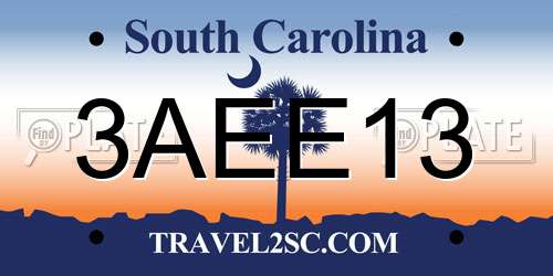 3AEE13 South Carolina License Plate