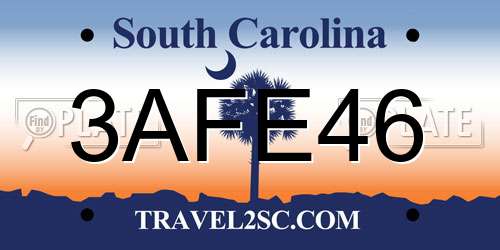 3AFE46 South Carolina License Plate