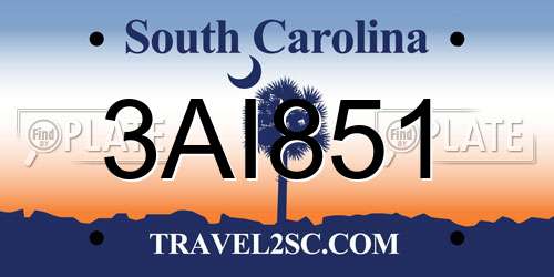 3AI851 South Carolina License Plate
