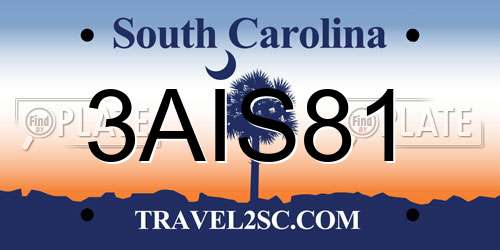 3AIS81 South Carolina License Plate