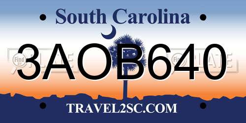 3AOB640 South Carolina License Plate