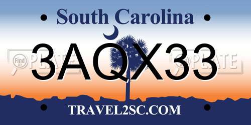3AQX33 South Carolina License Plate