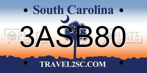 3ASB80 South Carolina License Plate