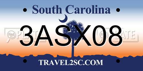 3ASX08 South Carolina License Plate