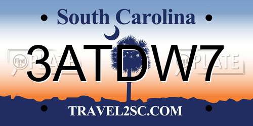 3ATDW7 South Carolina License Plate