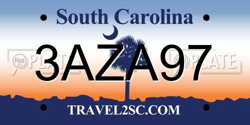 3AZA97 South Carolina License Plate