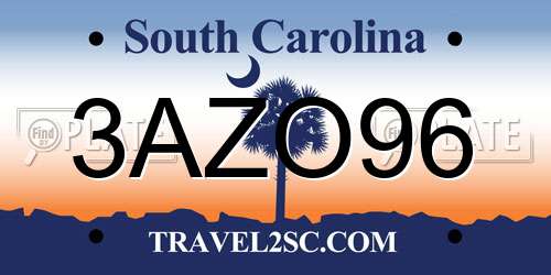 3AZO96 South Carolina License Plate