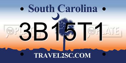3B15T1 South Carolina License Plate