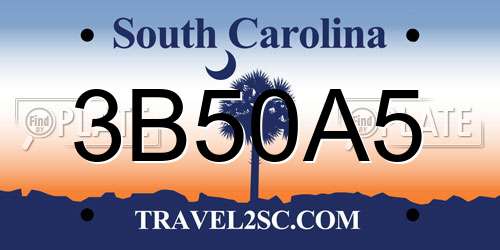 3B50A5 South Carolina License Plate