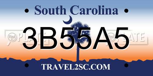3B55A5 South Carolina License Plate